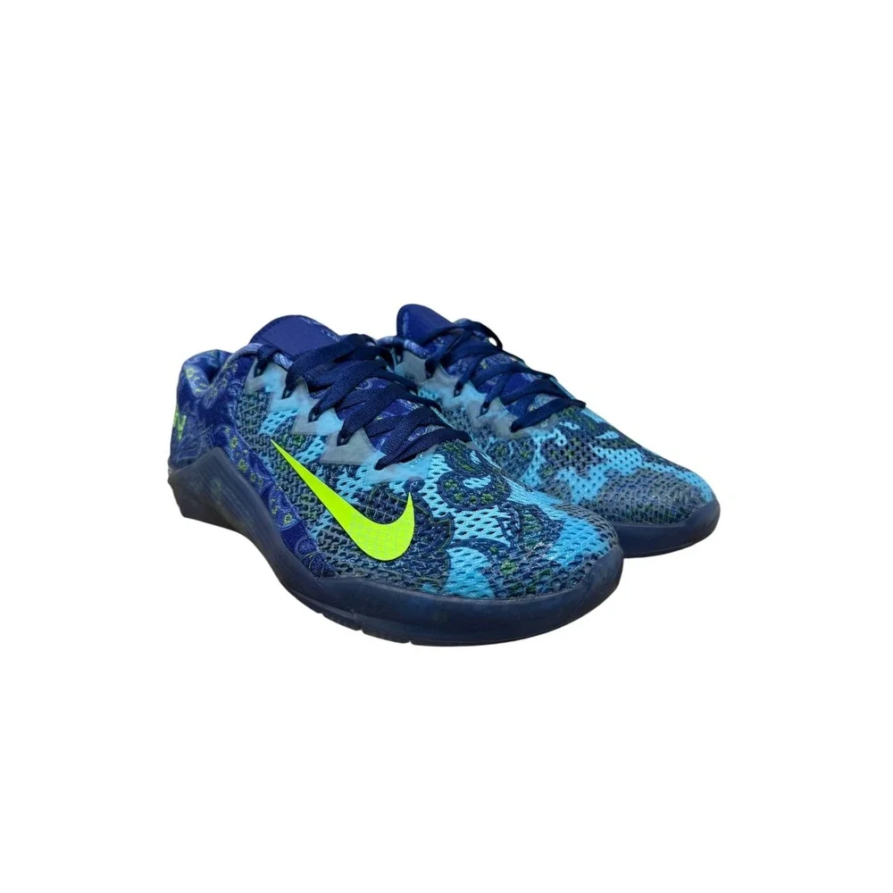 Nike Metcon 6 Training Shoes Mens 12 Blue Paisley Lime Green CZ0602-434